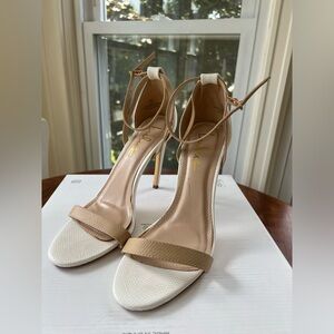 Lulu’s Tan and White strappy stiletto heels